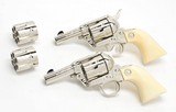 2 Colt SAA Sheriff's Model. 44/40. 3 Inch. Engraved Nickel Finish. Rare Consecutive Pair. Excellent Condition. In Colt Wood Case. PRICE REDUCED! - 3 of 13