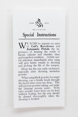 Colt Vintage Special Instructions Manual. Part No. M-93.