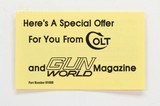 Colt Vintage 'Special Offer From Colt And Gun World' Mailer. Part No. 91698 - 1 of 4