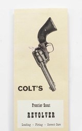 Colt Frontier Scout Form FS 1000-2, Loading, Firing, Correct Care Manual