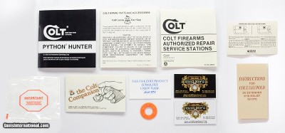Colt Python Hunter Manual, Repair Stations List, Colt Parts List. 1980