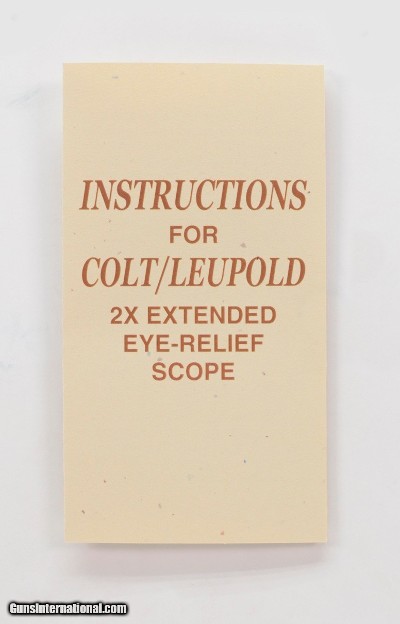 Colt Python Hunter Vintage Colt/Leupold 2X Extended Eye-Relief Scope Instructions