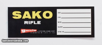 Sako Rifle Garcia Vintage Box Label