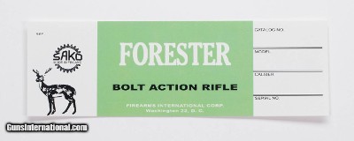Sako Forester Firearms International Vintage Box Label