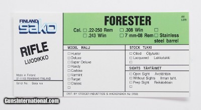 Sako Forester L579 AII Rifle Stoeger Import Vintage Box Label