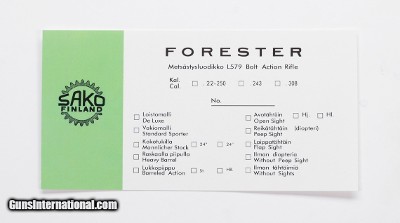 Sako Forester L579 Rifle Pre-Import Vintage Box Label