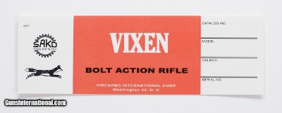 Sako Vixen Firearms International Vintage Box Label