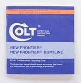 Colt New Frontier, New Frontier Buntline Manual, Repair Stations List, Colt Letter. 1982 - 2 of 5