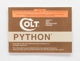 Colt Python Factory Paperwork Packet. 1990 Manual - 2 of 9