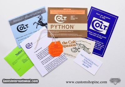 Colt Python Factory Paperwork Packet. 1990 Manual