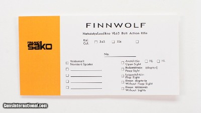 Sako Finnwolf VL63 Rifle Pre-Import Vintage Box Label