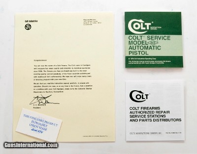 Colt Service Model ACE 22LR Automatic Pistol 1978 Manual, Repair Station List, Colt Letter, Etc.
