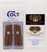 Colt Series 70 1911 Factory Original, Checkered Wood Grips. Silver Medallions. New - 1 of 5