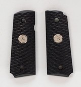 Colt 1911 Officer's Model ACP Factory Original, Checkered Black Lacquered Wood Grips. Silver Medallions. New - 3 of 5