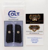 Colt 1911 Officer's Model ACP Factory Original, Checkered Black Lacquered Wood Grips. Silver Medallions. New - 1 of 5