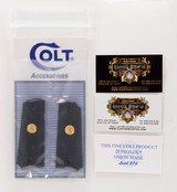 Colt 1911 Officer's Model ACP Factory Original, Checkered Black Lacquered Wood Grips. Gold Medallions. New - 2 of 5
