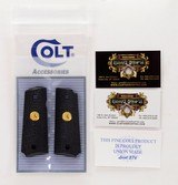 Colt 1911 Officer's Model ACP Factory Original, Checkered Black Lacquered Wood Grips. Gold Medallions. New