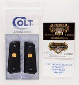 Colt 1911 Officer's Model ACP Factory Original, Checkered Black Lacquered Wood Grips. Gold 150 Yr. Anniversary Medallions. New - 1 of 5
