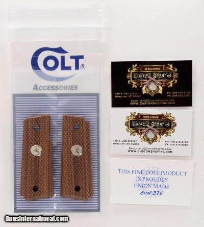 Colt 1911 Officer's Model ACP Factory Original, Checkered Wood Grips. Silver Medallions. New