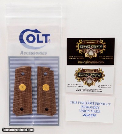 Colt 1911 Officer's Model ACP Factory Original, Checkered Wood Grips. Gold Medallions. New