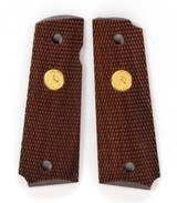 Colt Series 70 1911 Factory Original Rose Wood, Checkered Grips. Gold Medallions. New - 3 of 5