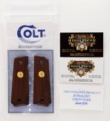 Colt Series 70 1911 Factory Original Rose Wood, Checkered Grips. Gold Medallions. New