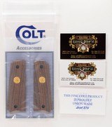 Colt Series 70 1911 Factory Original, Checkered Wood Grips. Gold Medallions. New - 2 of 5