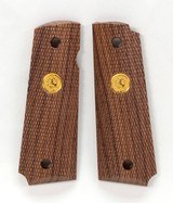 Colt Series 70 1911 Factory Original, Checkered Wood Grips. Gold Medallions. New - 3 of 5