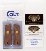 Colt Series 70 1911 Factory Original, Checkered Wood Grips. Gold Medallions. New - 1 of 5