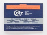 Colt MK IV/Series 80 & 90 Pistols 2004 Manual, Repair Station List, Colt Letter, Etc. - 2 of 5