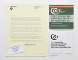 Colt Gold Cup National Match MK IV/Series 70 1981 Manual, Repair Stations List, Colt Letter, Etc. - 1 of 5
