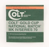 Colt Gold Cup National Match MK IV/Series 70 1981 Manual, Repair Stations List, Colt Letter, Etc. - 2 of 5