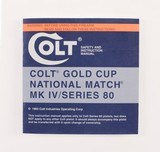 Colt Gold Cup National Match MK IV/Series 80 Pistols 1983 Manual, Repair Station List, Colt Letter, Etc. - 2 of 5