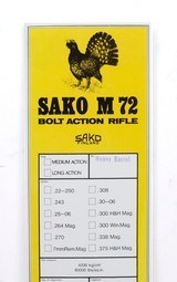 Sako M 72 Bolt Action Rifle Info Manual. New