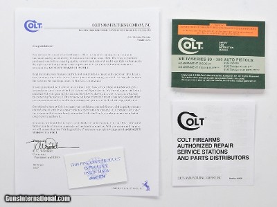Colt Government Model MK IV/Series 80-380 Auto Pistols 1990 Manual, Repair Stations List, Colt Letter, Etc.