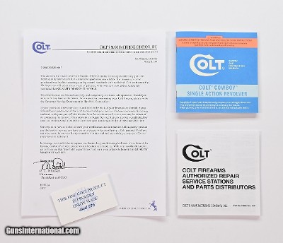 Colt Cowboy Single Action Revolver (SAA) 1998 Manual, 1991 Repair Stations List, Colt Letter, Etc.