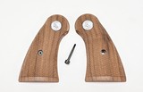 New Colt Python I-Frame Wood Checkered Service Grip With Early Silver Medallions - 2 of 13