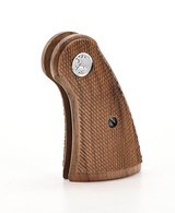New Colt Python I-Frame Wood Checkered Service Grip With Early Silver Medallions - 6 of 13