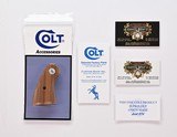 New Colt Python I Frame Wood Checkered Service Grip With Silver Medallions