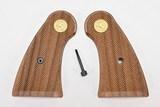 New Colt Python I-Frame Wood Checkered Service Grip With Gold Medallions - 2 of 13