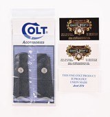 Colt 1911 Full Size Factory Original Black Lacquered, Checkered Wood Grips. Silver Medallions. New - 2 of 5