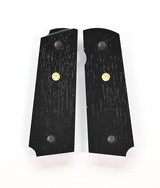 Colt 1911 Full Size Factory Original Black Lacquered, Checkered Wood Grips. Gold Medallions. New - 4 of 5