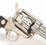 Colt SAA Old World Engravers Sampler Edition. 5 1/2 Inch 45 Colt. Nickel. Unfired Condition. In Factory Wood Display Case - 6 of 15