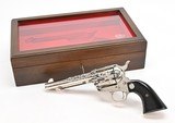 Colt SAA Old World Engravers Sampler Edition. 5 1/2 Inch 45 Colt. Nickel. Unfired Condition. In Factory Wood Display Case - 2 of 15