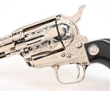 Colt SAA Old World Engravers Sampler Edition. 5 1/2 Inch 45 Colt. Nickel. Unfired Condition. In Factory Wood Display Case - 10 of 15