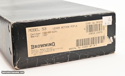 Browning Model 53 .32-20 Lever Action Rifle. Like New Condition In Original Box - Image 11 of 11