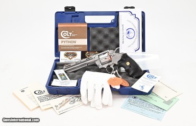 Colt Python 357 Mag. 6 Inch Satin Stainless. Like New Condition. In Hard Case. DOM 1987