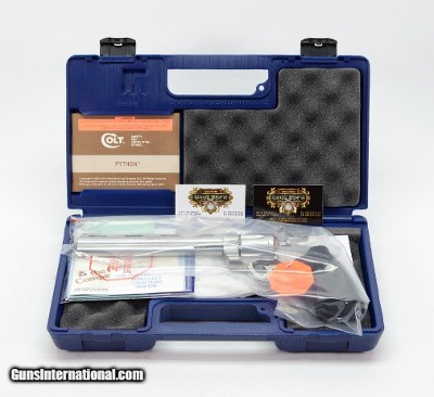 Colt Python 357 Mag. 8 Inch Satin Stainless Finish. Like New In Blue Hard Case. DOM 1995 - Image 2 of 9