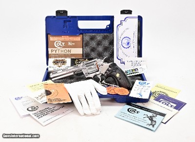Colt Python .357 Mag. 6 Inch Satin Stainless. Like New Condition. DOM 1989