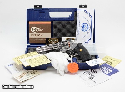 Colt Python 357 Mag. 6 Inch Satin Stainless Finish. Like New In Blue Hard Case. DOM 1983